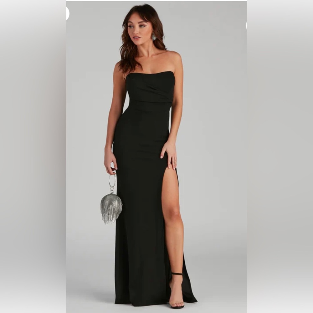 Kaia strapless high slit formal dress